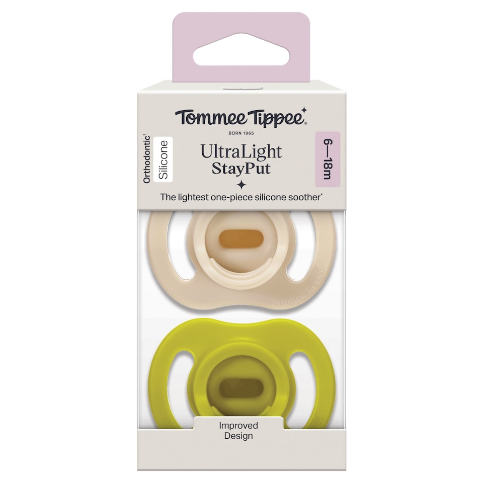 image 1 of Tommee Tippee Ultra Light Stay Put Soothers x2 6-18 Months