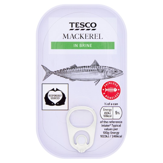 Tesco Mackerel Fillets In Brine 125G