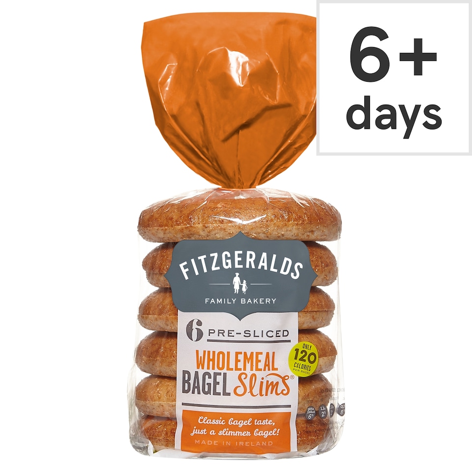 Fitzgeralds 6 Wholemeal Bagel Slims 263G