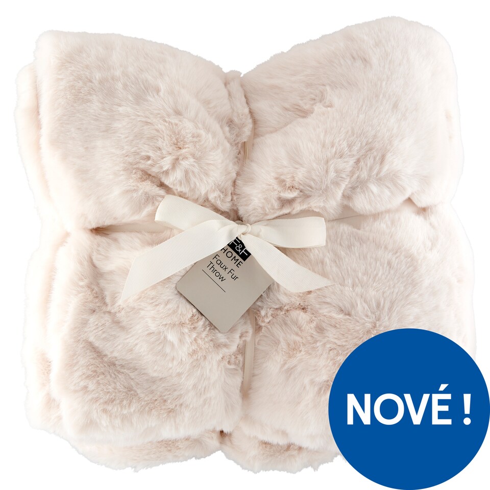 F&F Home Cream Faux Fur deka 130 x 180 cm