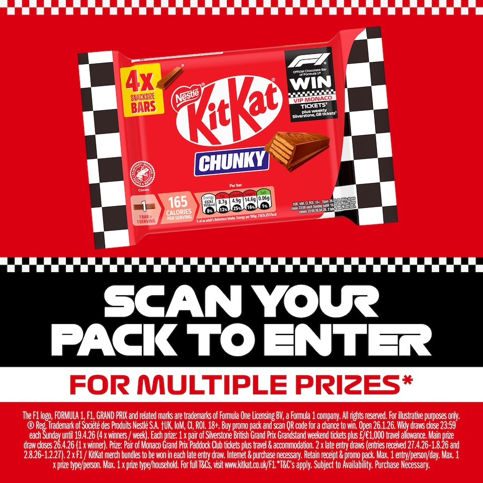image 1 of Kit Kat Chunky 4 Snacksize Bars 128G