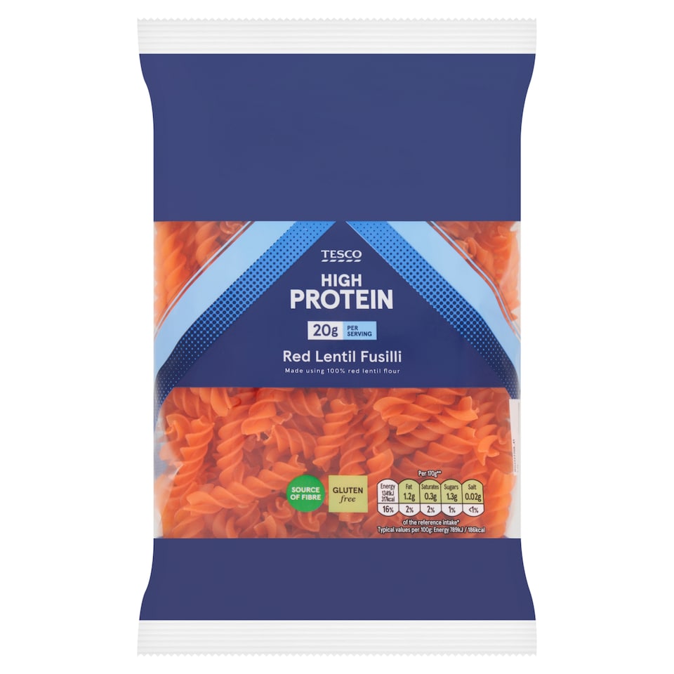 Tesco Fusilli sušené bezvaječné cestoviny z múky z červenej šošovice 250 g