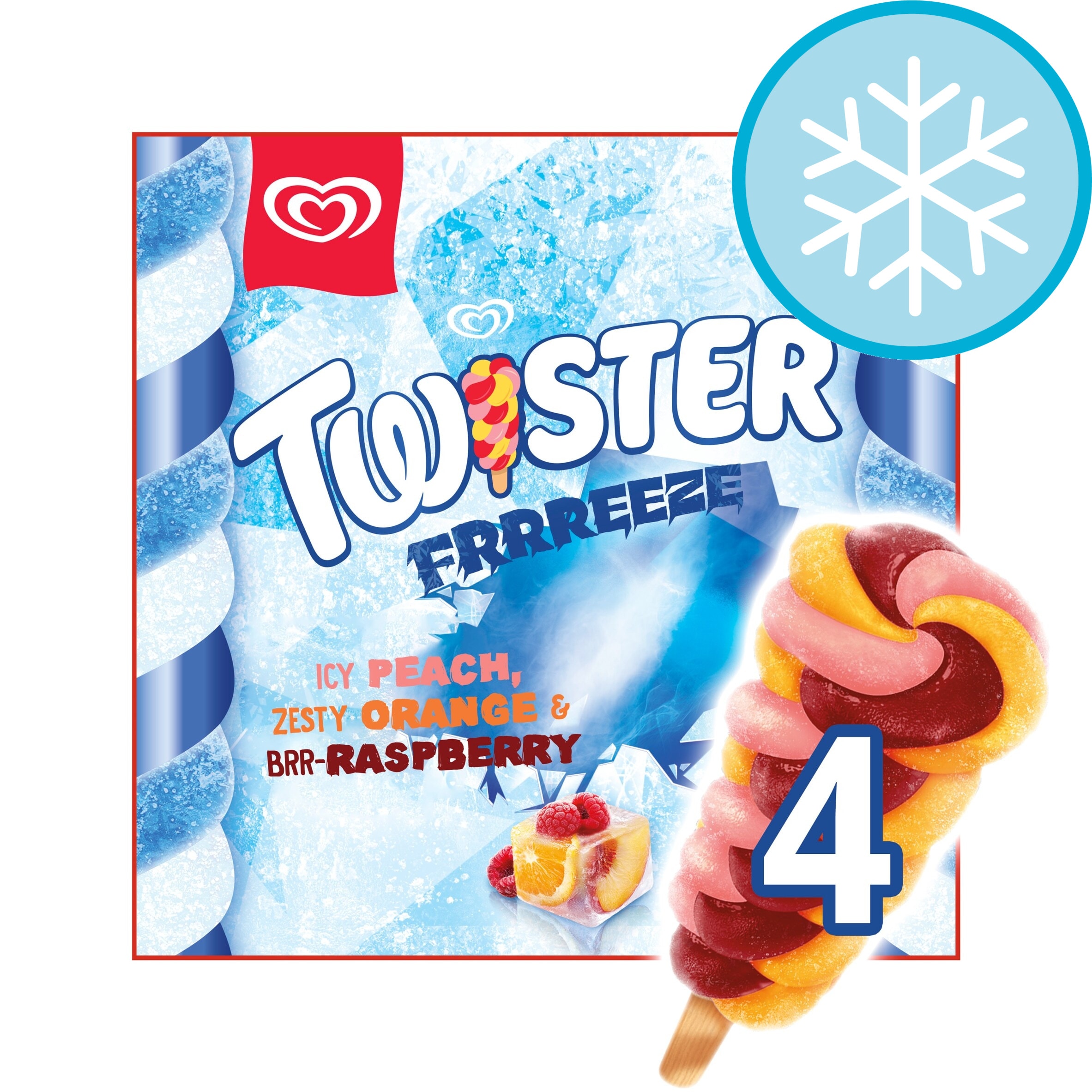 Twister Freeze Peach, Orange & Raspberry Ice Lollies 4x70ml