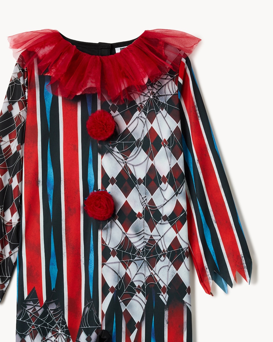 image 1 of F&F Boys Halloween Creepy Clown Fancy Dress Costume in Red