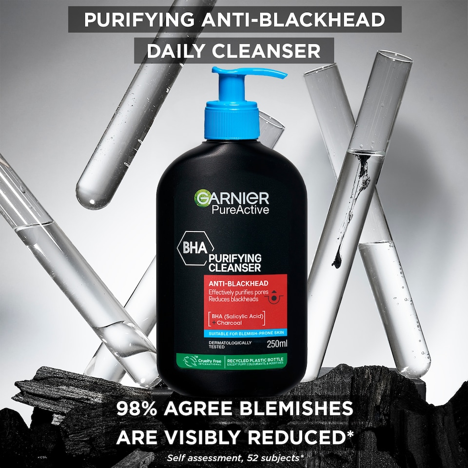 image 1 of Garnier Pure Active BHA + Charcoal Purifying Cleanser 250ml