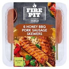 Tesco FIRE PIT 6 Honey BBQ Pork Sausage Skewers 450g