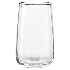 F&F Home Ribbed Hiball Glass with Gold Rim
