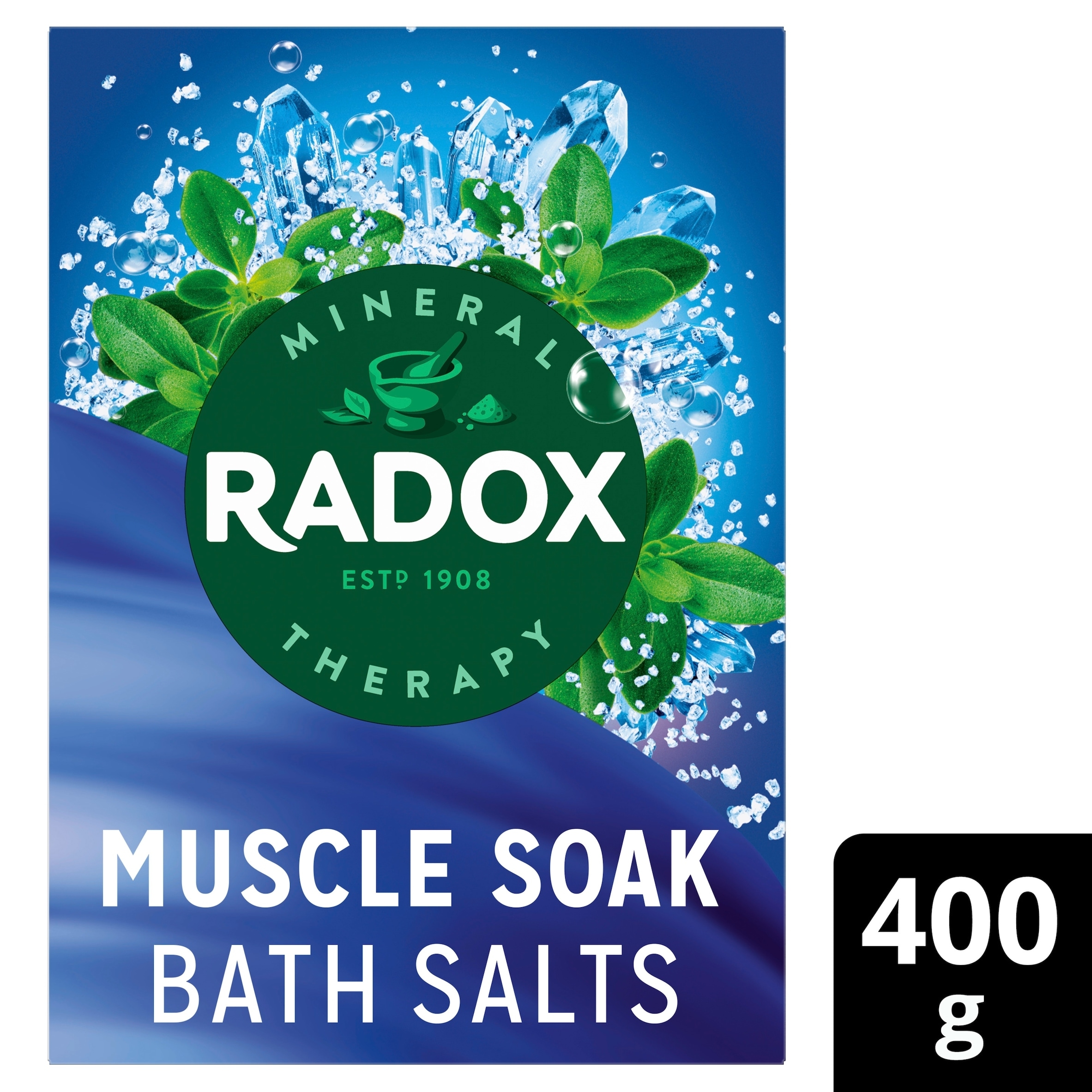 Radox Mineral Therapy Muscle Soak Herbal 'Bath Salt' 400g, 6 Pack in Blue