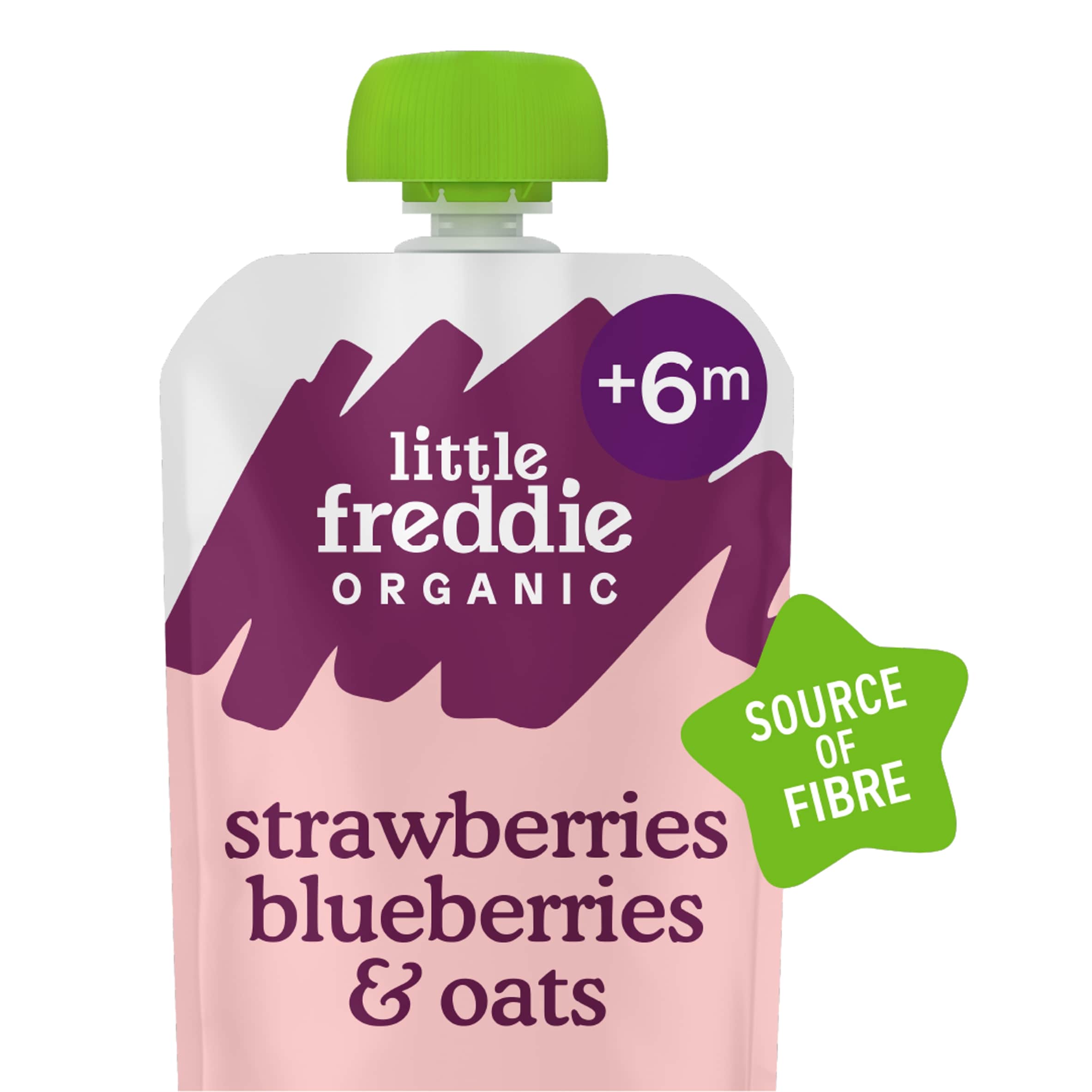 Little Freddie Organic Strawberries, Blueberries & Oats Baby Food Pouch 6+ Months 100g