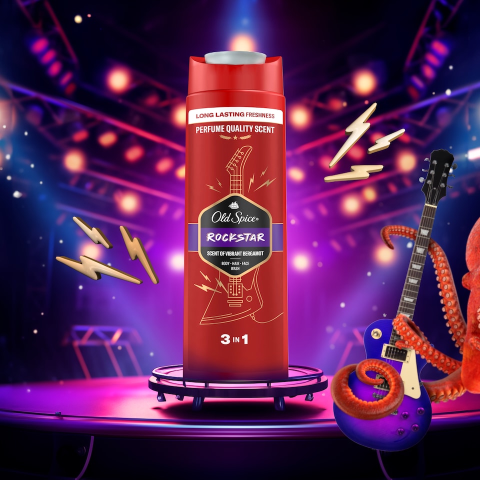 Old Spice Rockstar Férfi 3 az 1-ben Sampon és Tusfürdő, 400 ml  1. kép