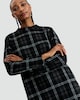 image 3 of F&F Check Print Long Sleeved Shift Dress in Multi Black White