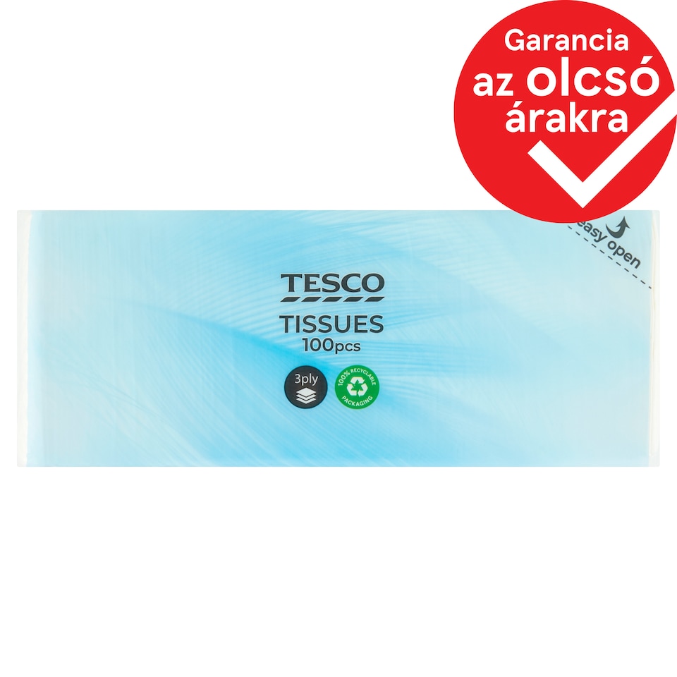 Tesco papír zsebkendő 3 rétegű 100 db
