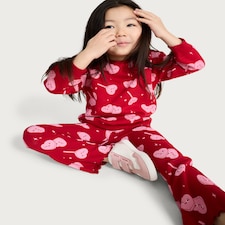 F&F Girls 2-Piece Cotton Rich Heart Lollipop Print Sweatshirt and Leggings Set in Red