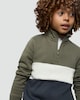 image 2 of F&F Boys 2-Piece Cotton Rich Half Zip Colour Block  Sweatshirt and Joggers Set in Green