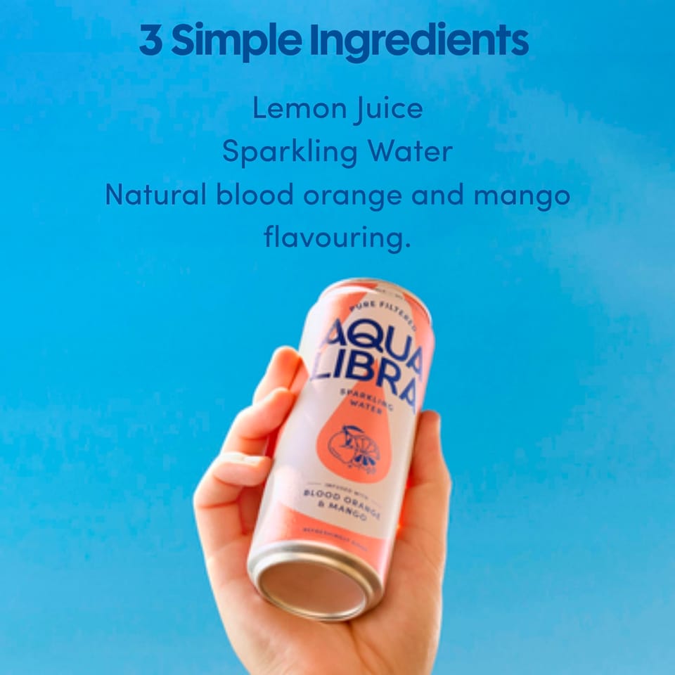 image 1 of Aqua Libra Sparkling Water Blood Orange & Mango 4 x 330ml