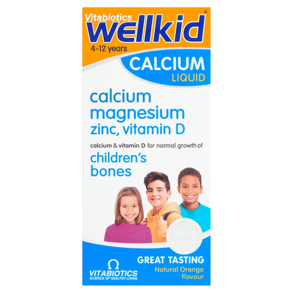 Vitabiotics Wellkid Calcium Liquid Supplement - Natural Orange Flavour 150ml