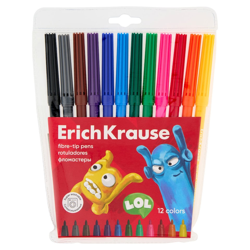 Erich Krause Jolly Friends Washable Fibre-Tip Pens 12 pcs