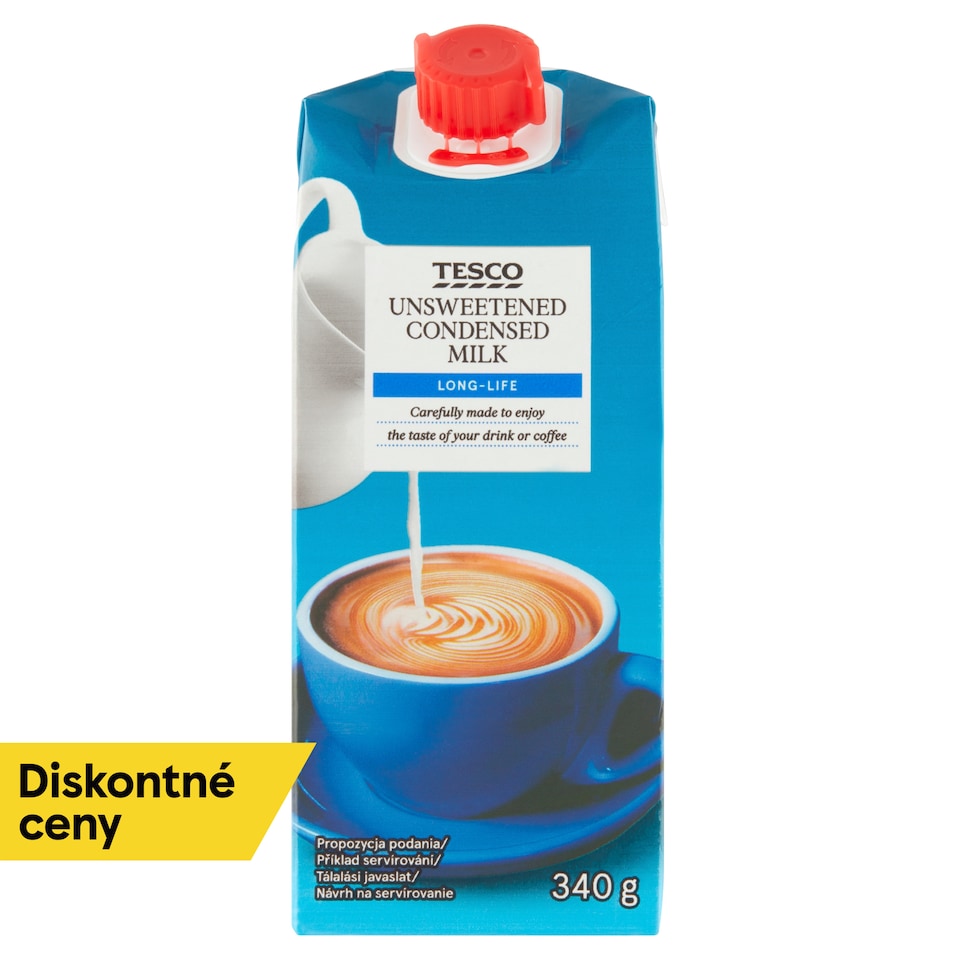 Tesco Zahustené trvanlivé plnotučné nesladené mlieko 340 g
