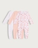 image 1 of F&F Baby 3-Pack Pure Cotton Floral Sleepsuits in Pink
