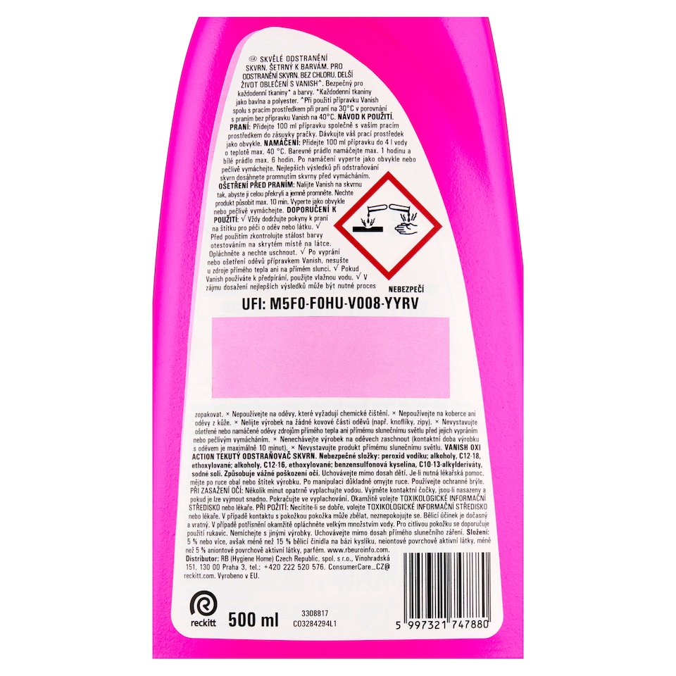 image 1 of Vanish Oxi Action Liquid Stain Remover 500 ml