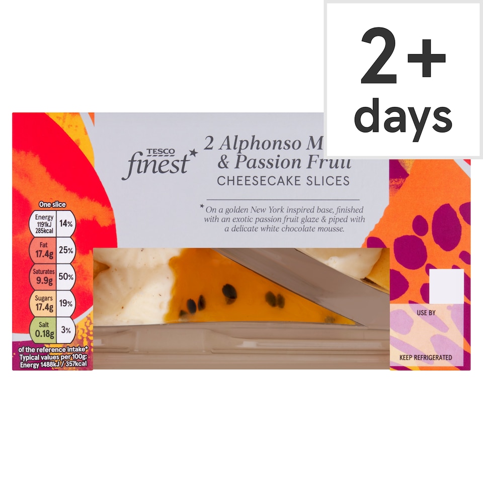 Tesco Finest 2 Alphonso Mango & Passionfruit Cheesecake Slices 160g