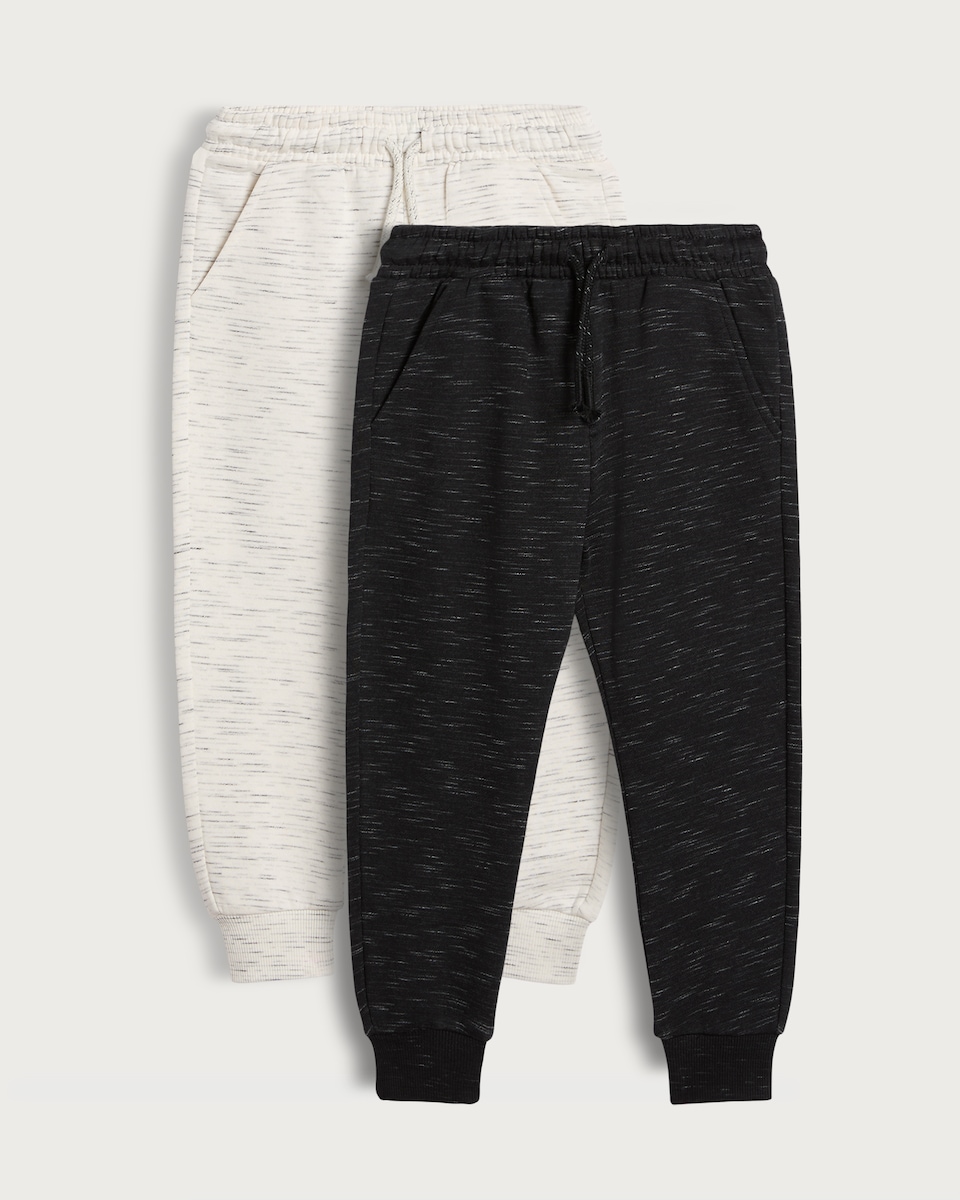 image 1 of F&F Boys 2-Pack Cotton Rich Inject Joggers in Grey