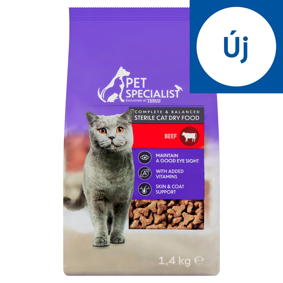 Pet Specialist teljes értékű száraz állateledel sterilizált felnőtt macskák számára marhával 1,4 kg