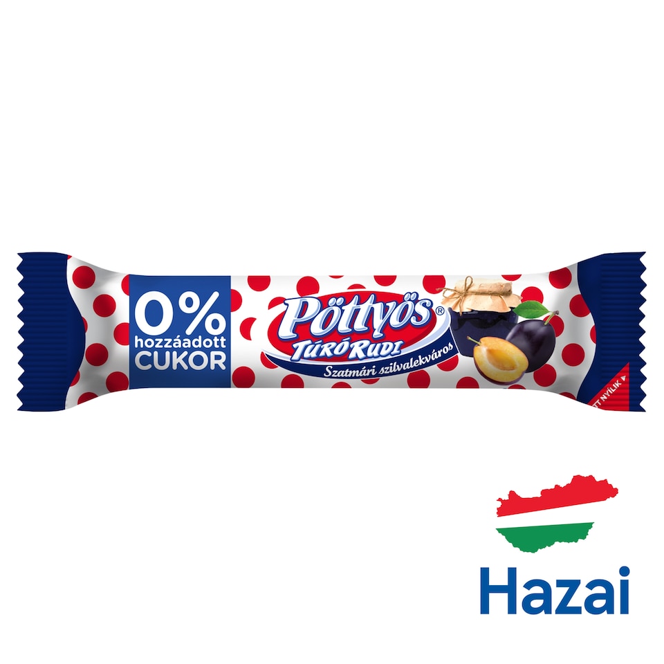 Pöttyös Túró Rudi desszertkészítmény kakaós étbevonattal, szilvalekvárral 35 g
