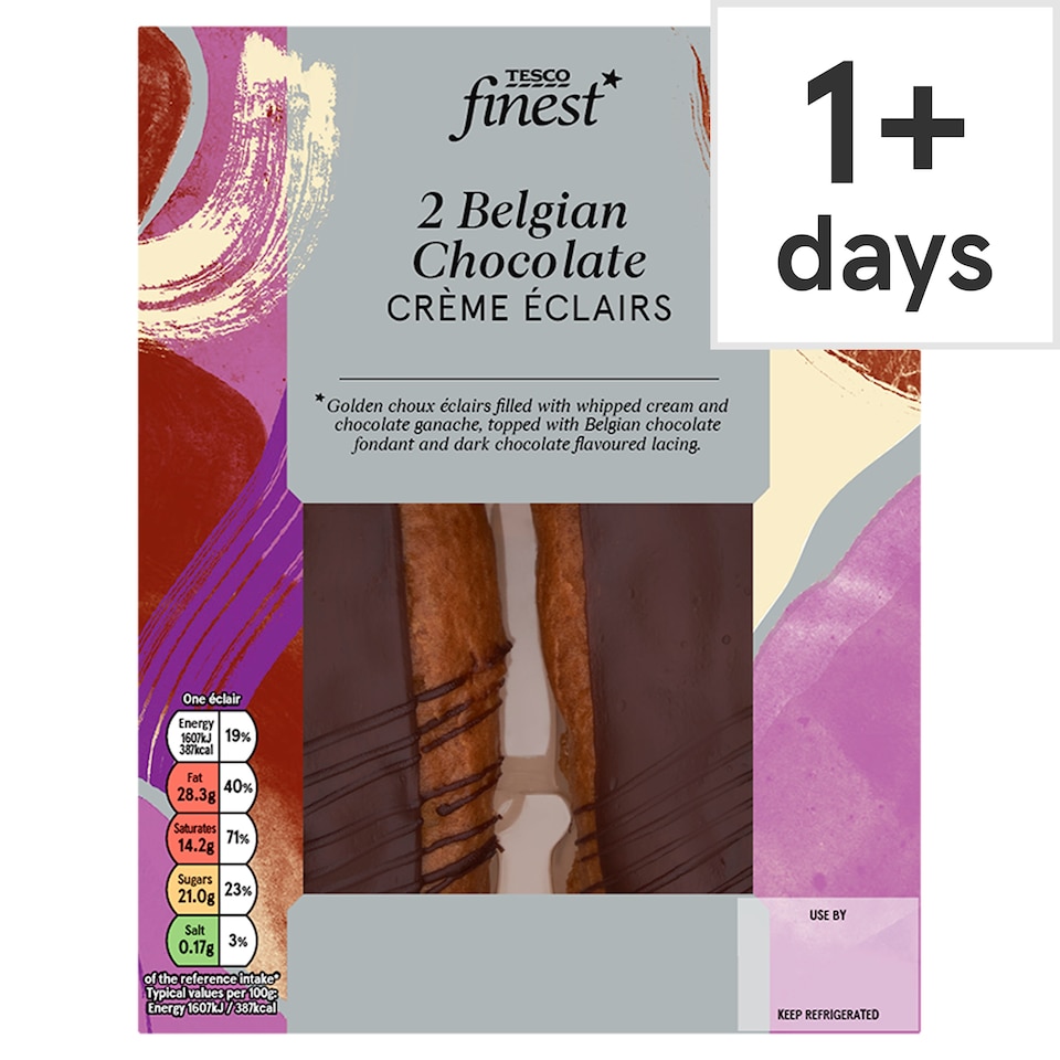 Tesco Finest Belgian Chocolate Creme Eclairs 2 Pack