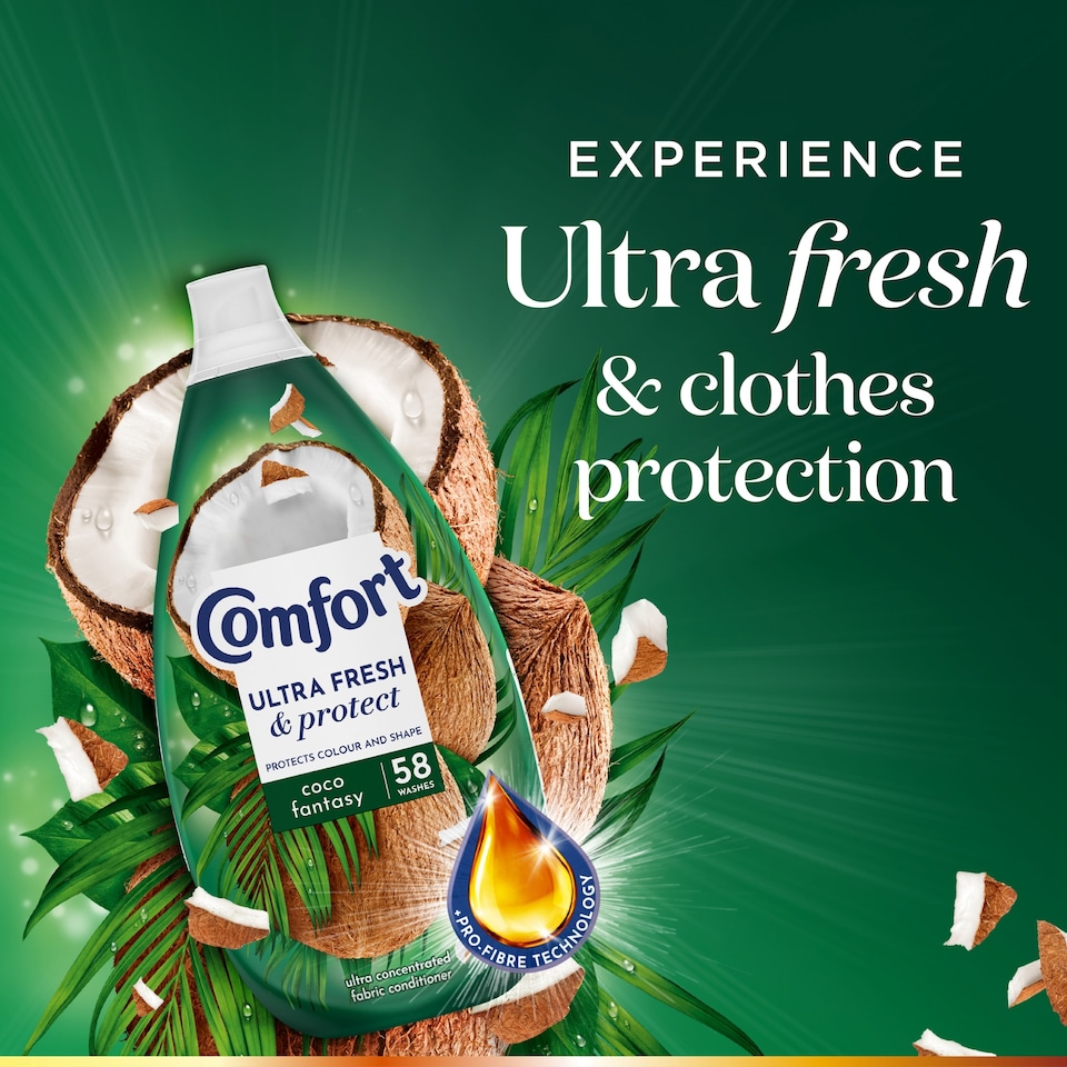 image 1 of Comfort Ultra Fresh & Protect Fabric Conditioner Coco Fantasy 58 Washes 870ml