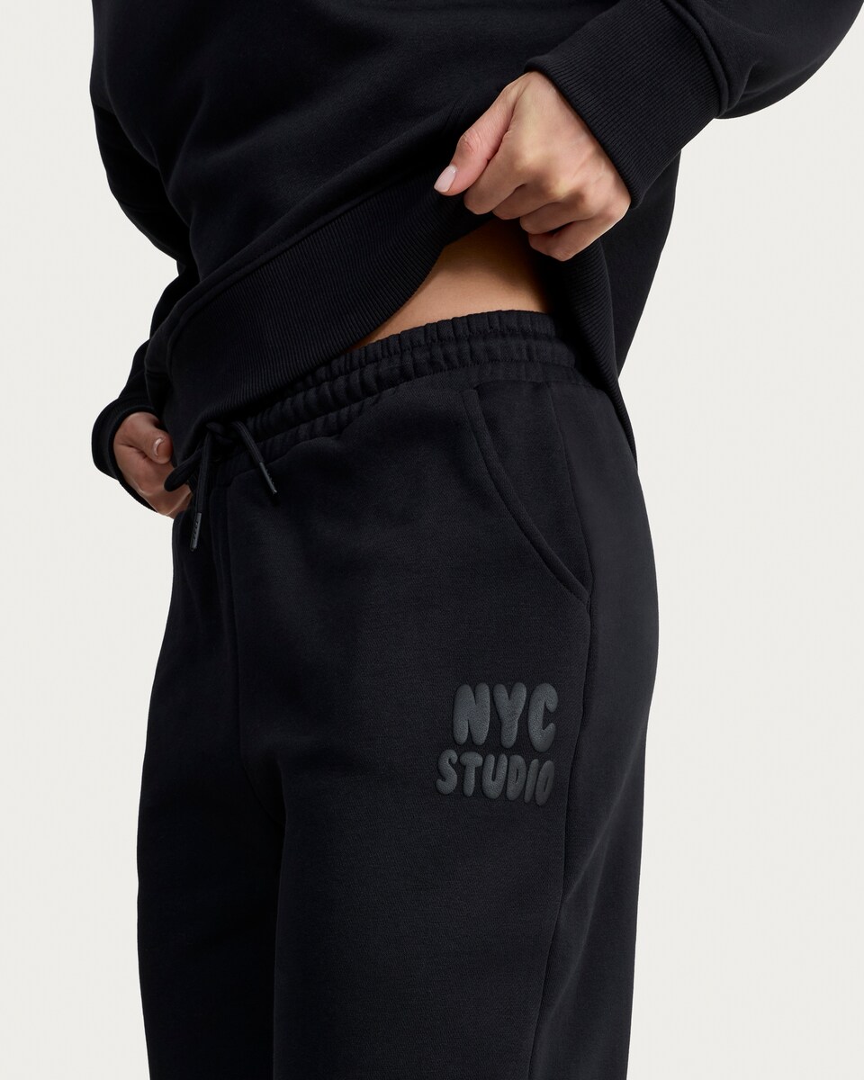 image 1 of F&F Active Cotton Rich NYC Studio Drawstring Joggers in Purple