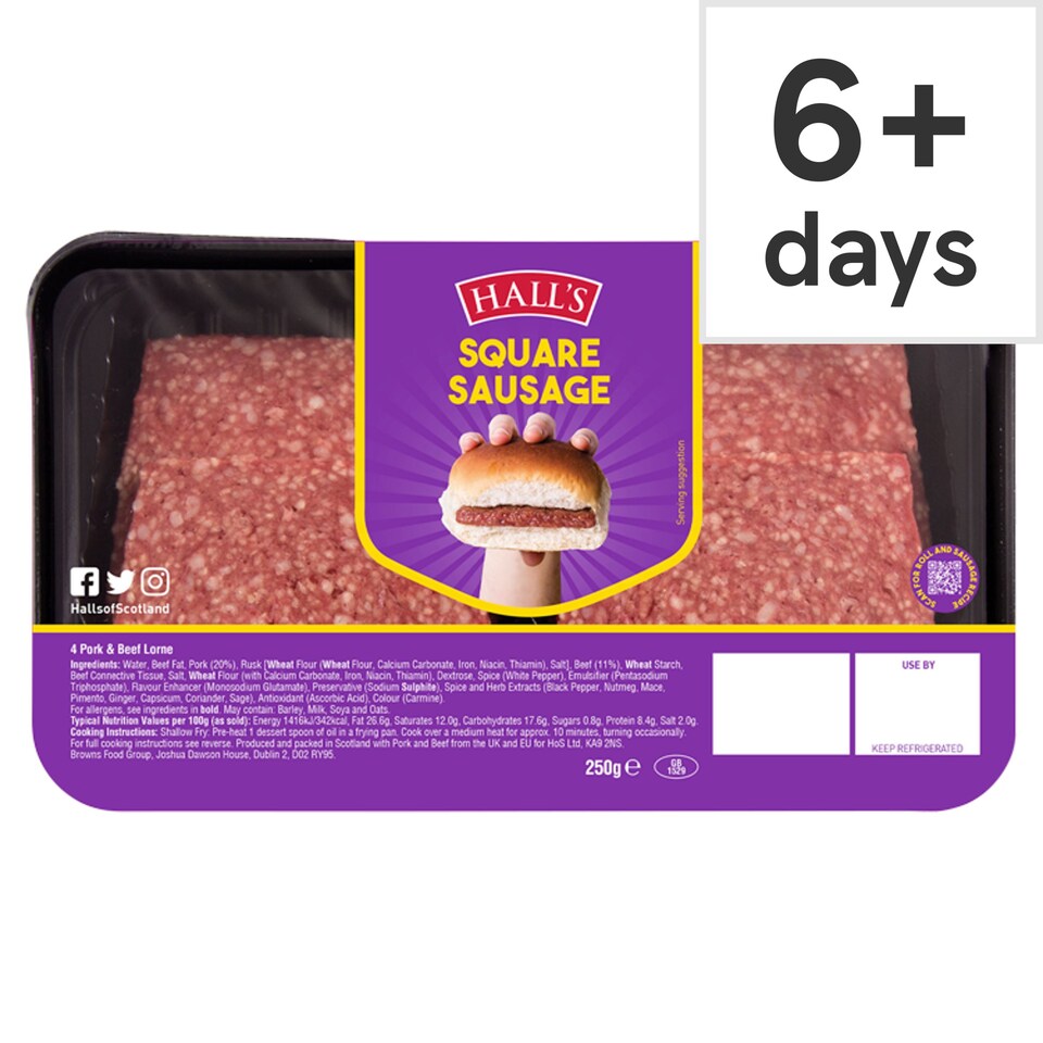 Halls 4 Slices Lorne Sausage 250G Tesco Groceries