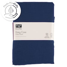 F&F Home Easy Care Dark Blue Fitted Sheet 100 x 200 x 25 cm