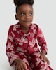 image 3 of F&F Girls Fleece Bow Print Revere Shirt and Trousers Pyjamas in Burgundy