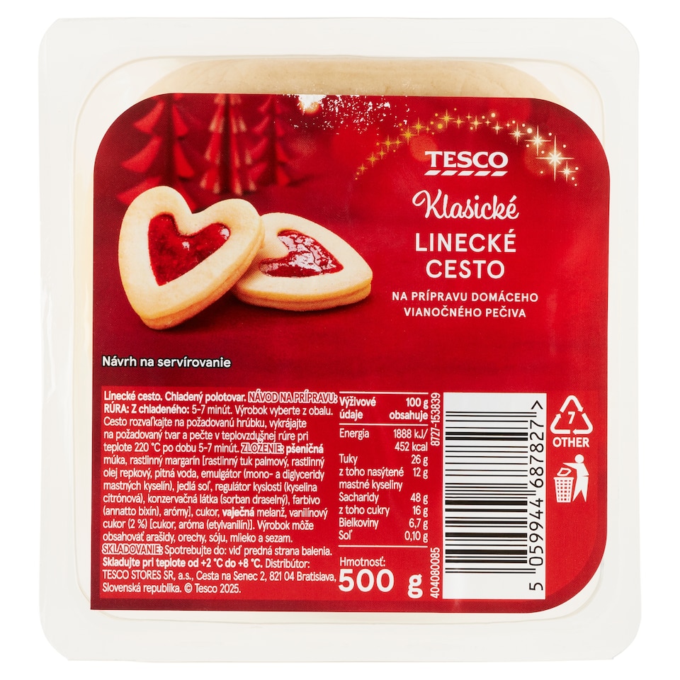 Tesco Classic Linz Dough for Preparing Homemade Christmas Pastries 500 g