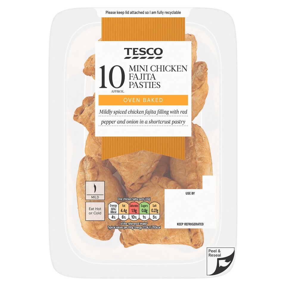 Tesco 10 Mini Chicken Fajita Pasties 300G