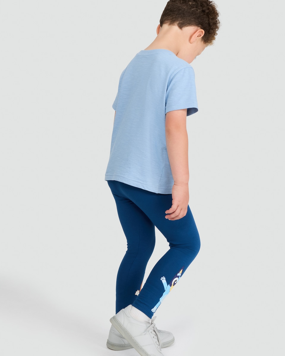image 1 of Bluey and Bingo 2-Pack Cotton Rich Leggings in Blue