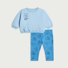 Disney Winnie the Pooh 2-Piece Cotton Rich Sweatshirt and Leggings Set in Blue