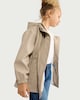 image 3 of F&F Girls Cinched Waist Hooded Raincoat in Neutral