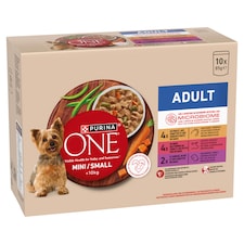 Purina One Mini Adult Wet Dog Food with Chicken/Beef/Lamb Sauce 10 x 85 g (850 g)