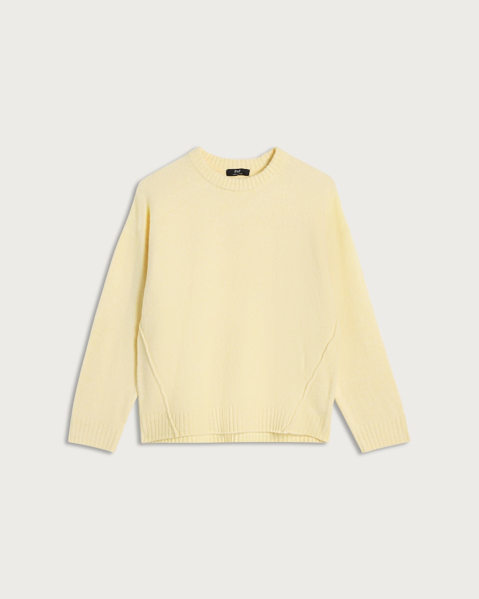 image 1 of F&F Seam Detail Long Sleeved Oversized Fit Jumper in Yellow