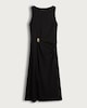 image 4 of F&F Crinkle Textured Gold Buckle Sleeveless Dress in Black