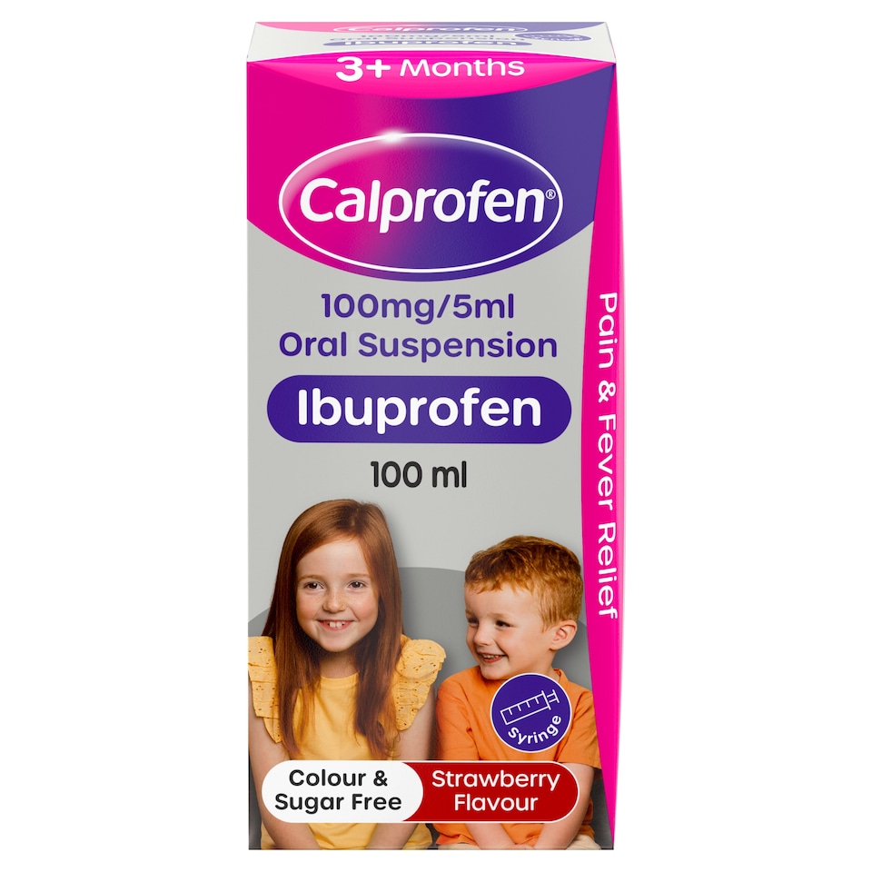 image 1 of Calprofen Oral Suspension Ibuprofen 3+ Months Strawberry 100ml