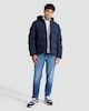 image 1 of F&F Hooded Zip Through Shower Resistant Puffer Jacket in Navy