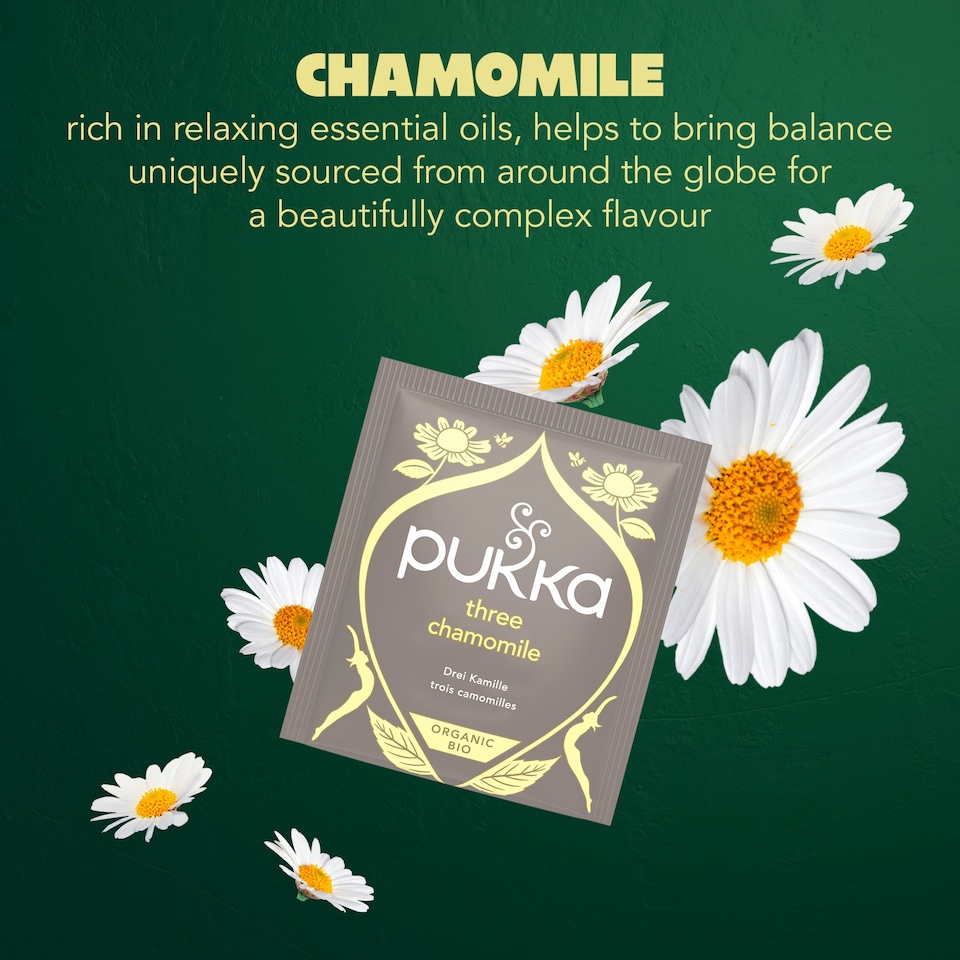 image 1 of Pukka Organic Three Chamomile Herbal Tea 20 Tea Bags 30g