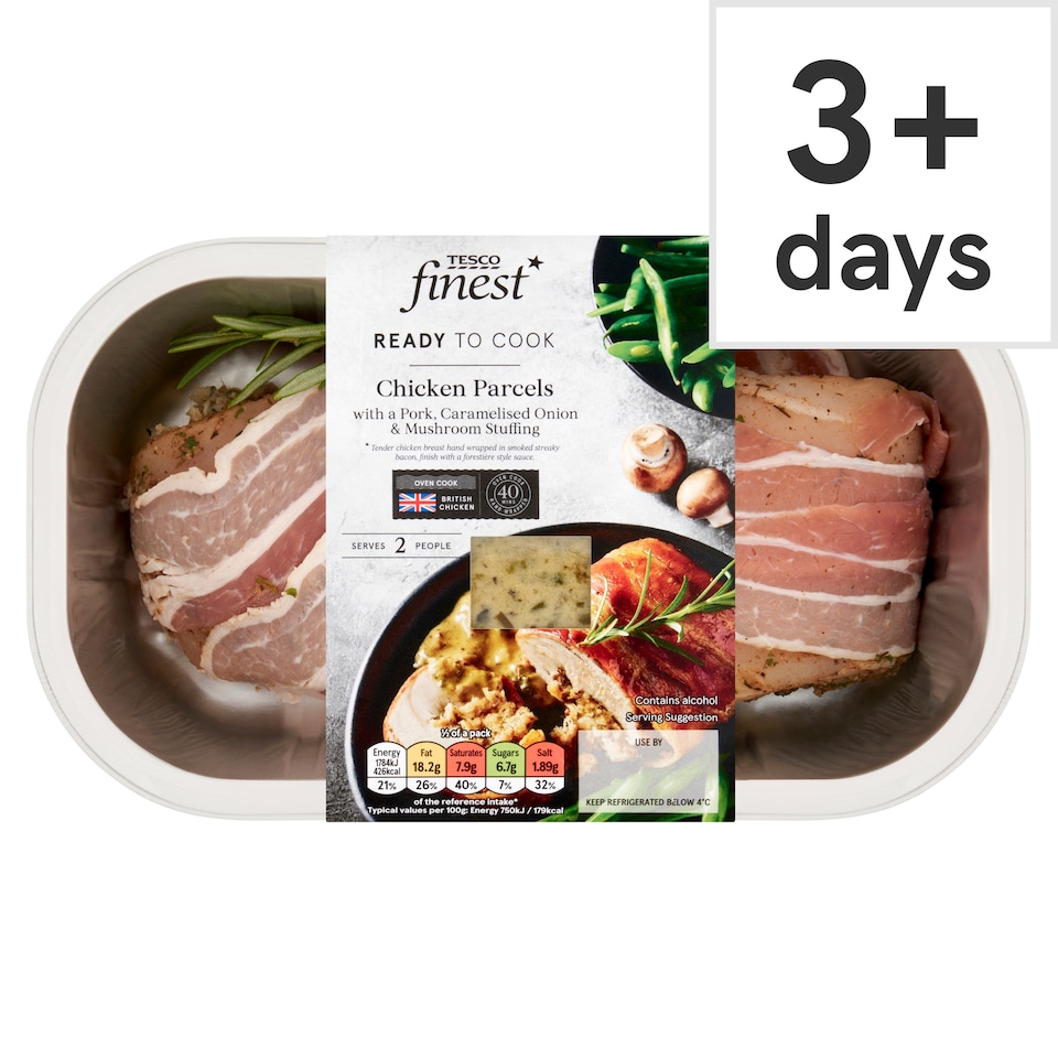 Tesco Finest Chicken Parcels with a Pork, Caramelised Onion & Mushroom Stuffing 522g