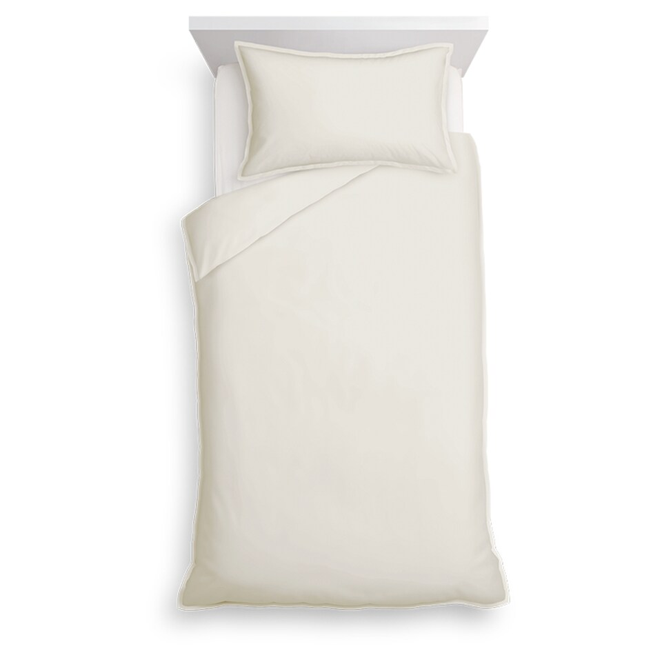 image 1 of Tesco Natural 100% Cotton Oxford Edge Duvet Set Single