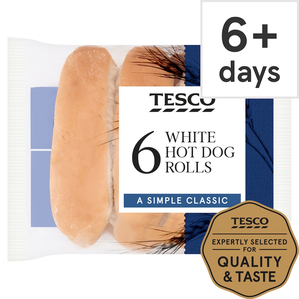 Tesco Soft White Hot Dog Rolls 6 Pack