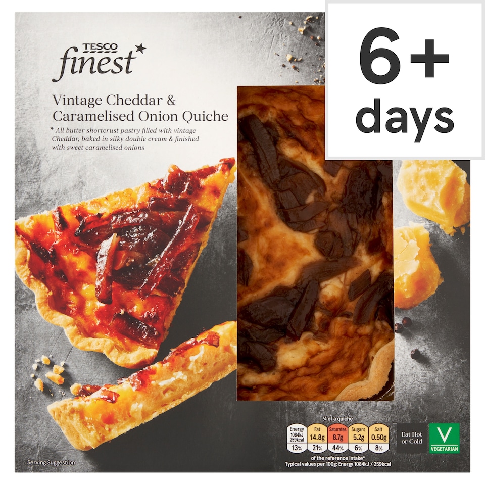 Tesco Finest Vintage Cheddar & Caramelised Onion Quiche 400g