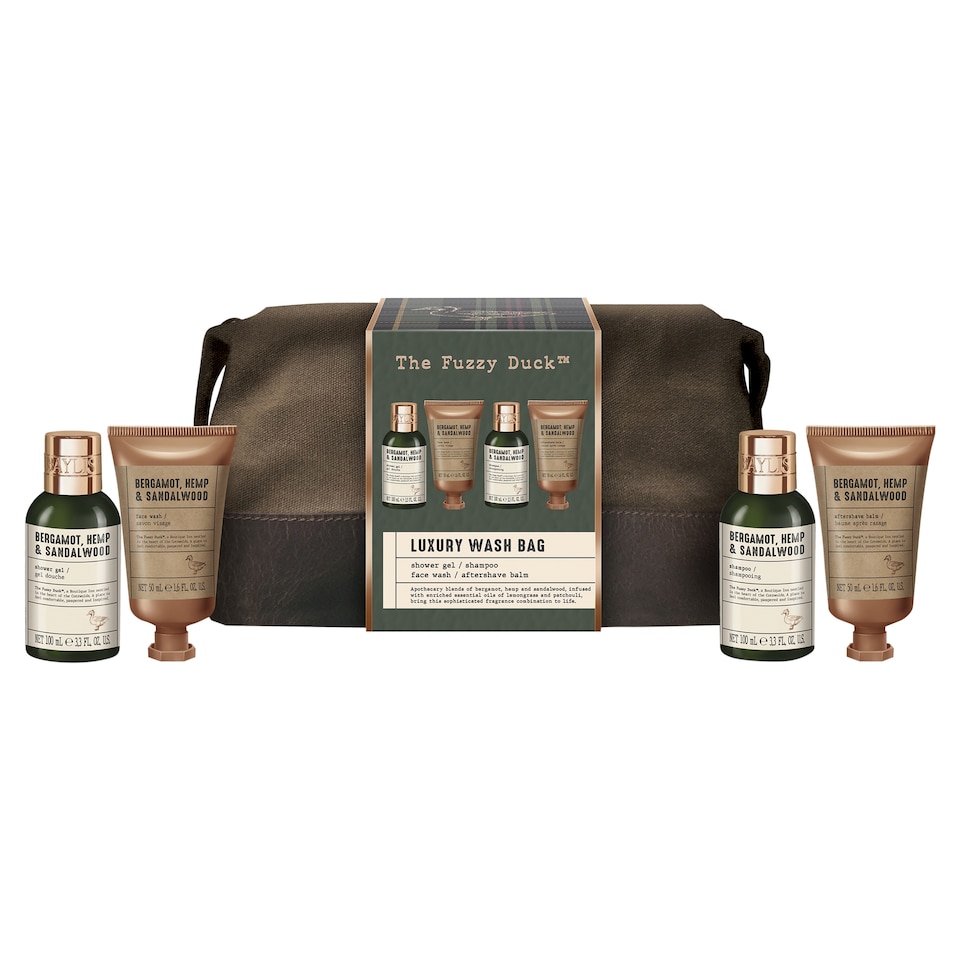 image 1 of Baylis & Harding The Fuzzy Duck Bergamot, Hemp & Sandalwood Men's Luxury Wash Bag Gift Set